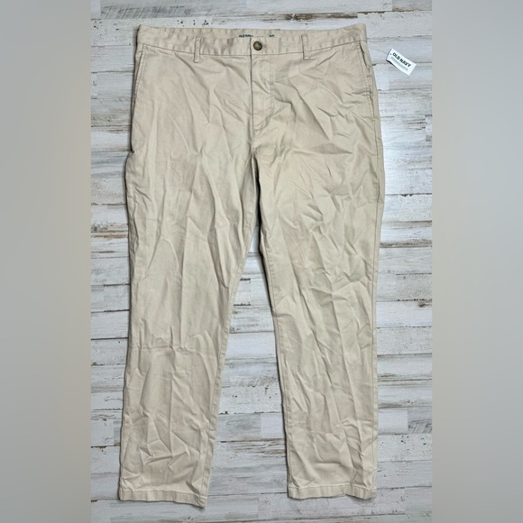 Old Navy Dress Pants Mens Size 38x30 Flex Khakis Chinos Slim Tan NWT - Picture 2 of 10